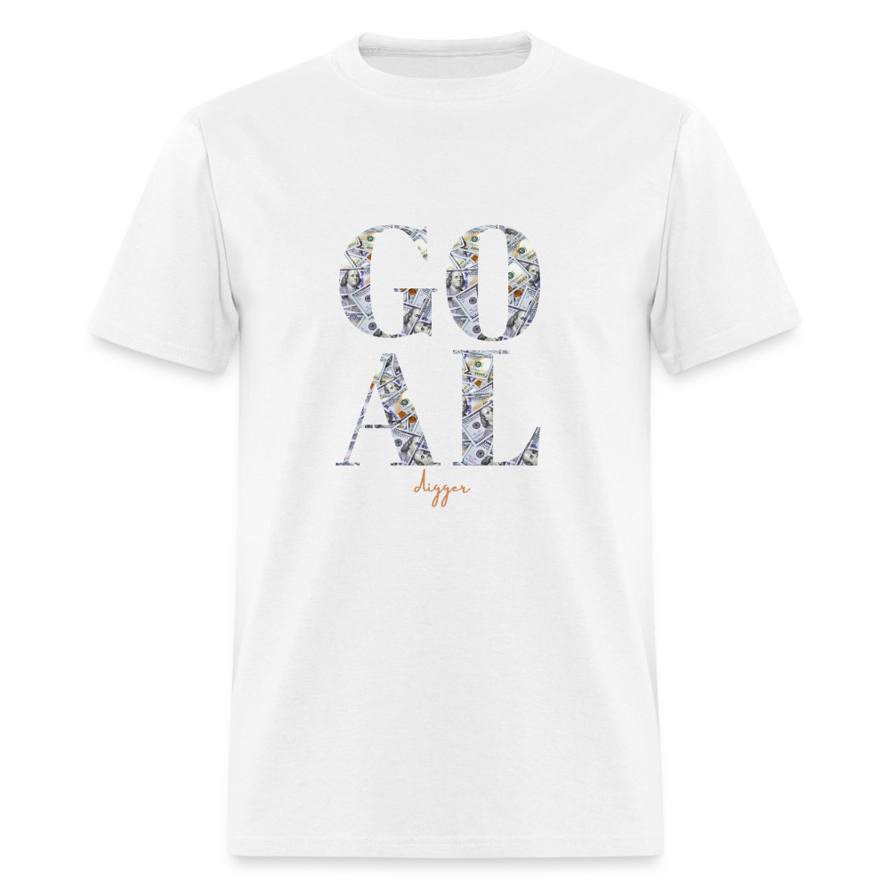 Goal Digger Abstract Money" Unisex Hot Pink T-Shirt - white